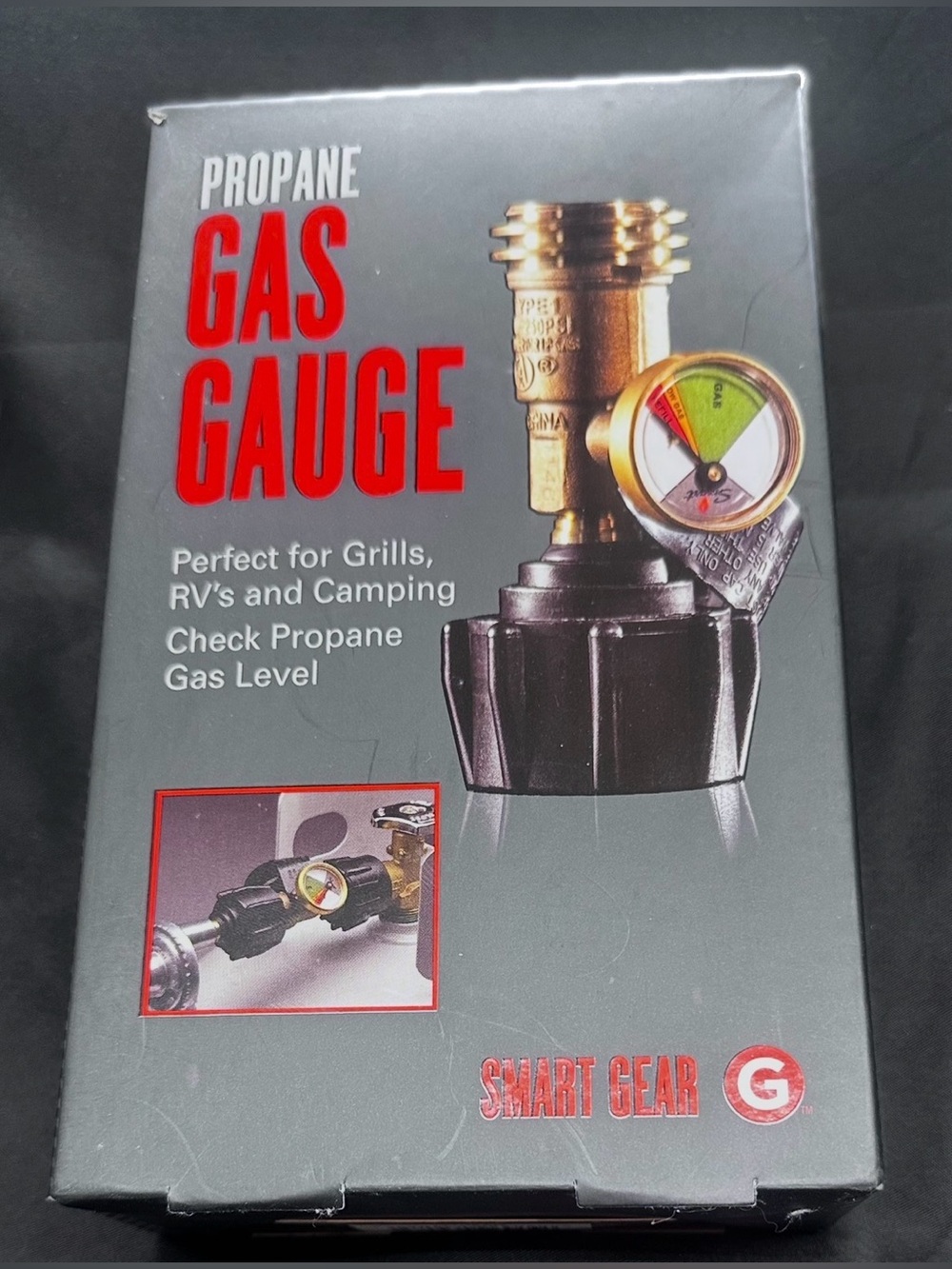 Propane Gas Gauge - Black/Brass